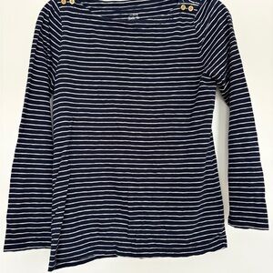 J. Crew Navy and White Striped Long Sleeve Top